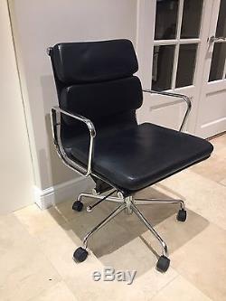 Vitra Eames Reproduction Soft Pad Black Italian Leather Low Back