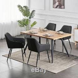 1/2/4/6 Dining Chairs Dark Grey Faux Leather Armchair with Armrest Lounge Office