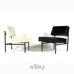 1 of 2 Retro Vintage Danish Faux Leather Airport Easy Chair Armchair 50s 60s 70s