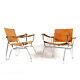 1 Of 2 Retro Vintage Danish Leather Chrome Easy Lounge Chair Armchair Modern 60s