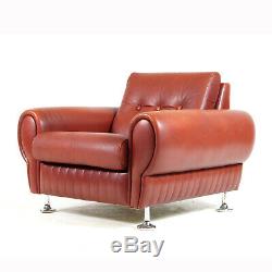 1 of 3 Retro Vintage Danish Leather Lounge Chair Armchair 60s 70s Scandinavian