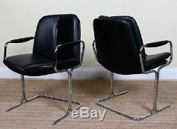 1 of 8 Pieff Eleganza Armchairs Tim Bates Black Leather Chrome Office Chairs