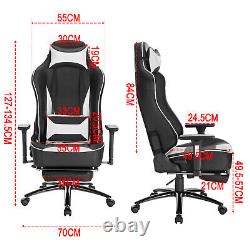 155°Tilt Racing Gaming Chair Leather Swivel Lift PC Office Chair with footrest
