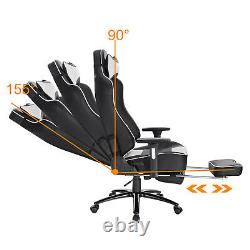 155°Tilt Racing Gaming Chair Leather Swivel Lift PC Office Chair with footrest