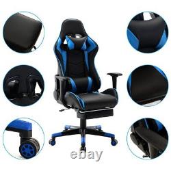180° Leather Gaming Racing Chair Office Adjustable Desk Footrest Headrest Seat