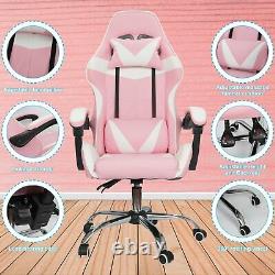 180° Racing Gaming Chairs Swivel Lift Office Recliner Computer Desk With Pillow