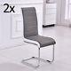 2/4/6/8 Dining Room Faux Leather Grey/white Dining Chair High Back Chrome Office