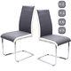 2 4 6 8 Grey &white Side High Back Faux Leather Dining Office Chairs Chrome Legs