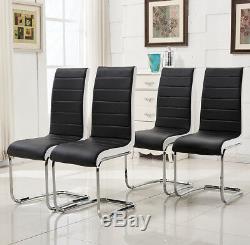 2/4/6 Black Grey White Dining Chair Faux Leather Back Chrome Legs Kitchen Office