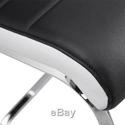 2 4 6 Black White Side High Back Dining Office Chairs Faux Leather Chrome Legs