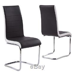 2 4 6 Dining Chairs Black White Grey Faux Leather Chrome Legs Kitchen Office New
