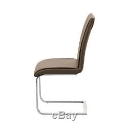2/4/6 Faux Leather Dining Chairs Kitchen Chrome Legs Brown Padded Seat Office