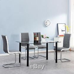 2/4/6 Faux Leather High Back Dining Chairs Chrome Legs Kitchen Office Home Gray