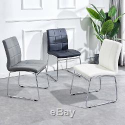 2/4/6 Modern Dining Chairs PU Leather Padded Chrome Meeting Waiting Room Office