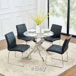 2/4/6 Modern Dining Chairs PU Leather Padded Chrome Meeting Waiting Room Office