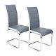 2 4 6 Pcs Gray Dining Chairs Faux Leather And Chrome Legs Home Office Furniture