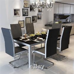 2 4 6 Pcs Gray Dining Chairs Faux Leather and Chrome Legs Home Office Furniture