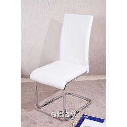 2/4/6 Pcs White Dining Chairs Faux Leather and Chrome Legs Home Office Furniture