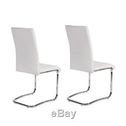 2/4/6 Pcs White Dining Chairs Faux Leather and Chrome Legs Home Office Furniture