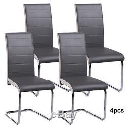 2/4/8 Faux Leather Dining Room Chair Modern High Back&Chrome Legs Office Chairs