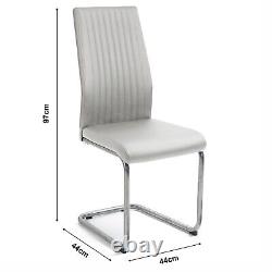 2/4 Dining Chairs Set PU Leather Chrome Legs High Back Office Chair Kitchen Home