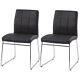 2 4 Dining Side Chairs Grey/black/white Faux Leather Chrome Sled Base Leg Office