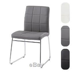2 4 Dining Side Chairs Grey/Black/White Faux Leather Chrome Sled Base Leg Office