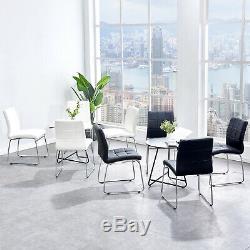 2 4 Dining Side Chairs Grey/Black/White Faux Leather Chrome Sled Base Leg Office