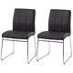 2 4 Grey/black/white Sled Base Dining Side Chairs Faux Leather Chrome Leg Office