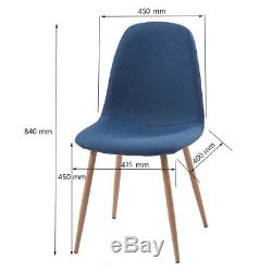 2/4 Retro Dining Chairs Leather Fabric Living Room Office Restaurant Side Chair