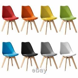 2 /4 Set Tulip Dining Chair Eiffel Retro Chair Wooden Plastic Padded Office Seat
