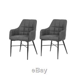 2/4X Faux Leather Dining Room Chair Modern Armrest&Metal Legs Office Chairs New