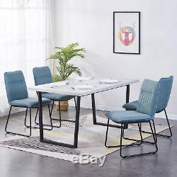 2/4x Dining Chairs Faux Suede Padded Seat Metal Legs High Back Home Office Grey