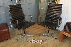 2 Charles eames high back armchairs black leather office