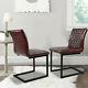 2 Dining Chairs Faux Leather High Back Padded Office Kitchen Lounge Chair Metal