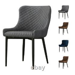2 Faux Leather/PU Dining Chairs Grey Brown Office Chairs Padded Seat Kitchen