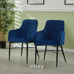 2 Luxury Dining Chairs Faux Leather Velvet Metal Legs Restaurant Accent Armchair