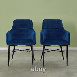 2 Luxury Dining Chairs Faux Leather Velvet Metal Legs Restaurant Accent Armchair