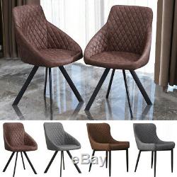 2× Luxury Dining Chairs PU Faux Leather / Velvet Seat Home Office Restaurant