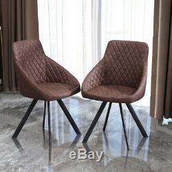 2× Luxury Dining Chairs PU Faux Leather / Velvet Seat Home Office Restaurant