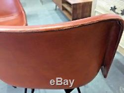 2 Made Kendal Swivel Office / Dining Chairs Brown Tan Leather, Black Metal Frame