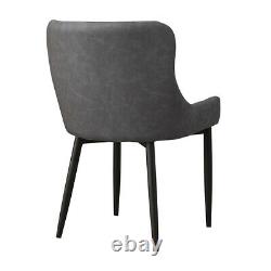 2 Pcs Grey Faux Leather PU Dining Chairs Office Chairs Metal Legs Dining Room