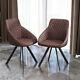 2× Retro Brown Dining Chairs Pu Leather Armchairs Metal Legs Office Restaurant