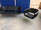 2 Seater Black Leather Sofa & Arm Chair, Settee, Office, Waiting, Staff Room