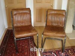 2 Vintage Cantilever Z Shape Capri Leather Office or Dining Chairs Bauhaus Style