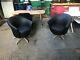 2 X Black Faux Leather Swivel Tub Arm Chairs, Office, Waiting Room, Reception
