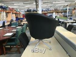 2 X Black Faux Leather Swivel Tub Arm Chairs, Office, Waiting Room, Reception