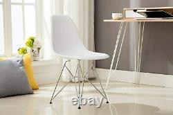 2 x white Modern faux leather Dining Chair Eiffel Chrome Legs 4 6 8 office
