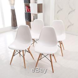 2PCS Dining Chairs Leather Padded Fabric Wood Office Lounge Chair Eiffel Retro