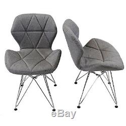 2PCS Dining Chairs Leather Padded Fabric Wood Office Lounge Chair Eiffel Retro